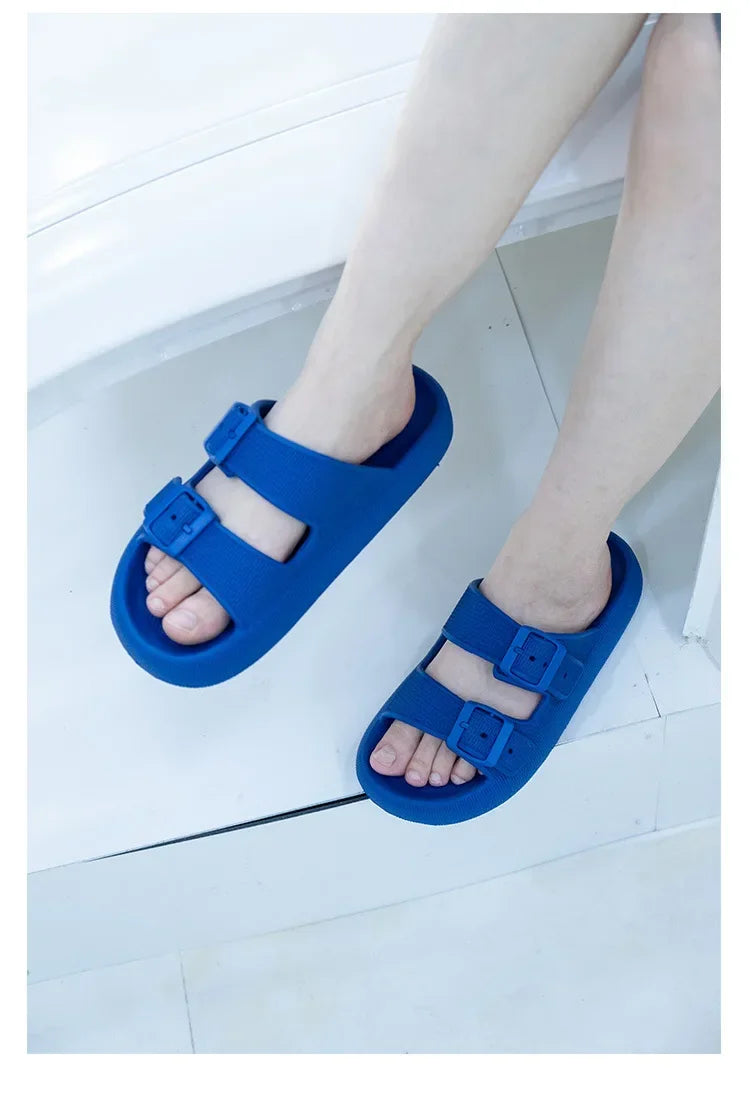 New Women's Slippers Thick Bottom Anti-Slip Home Outdoor Sandals Comfortable EVA Material Pure Color Slippers