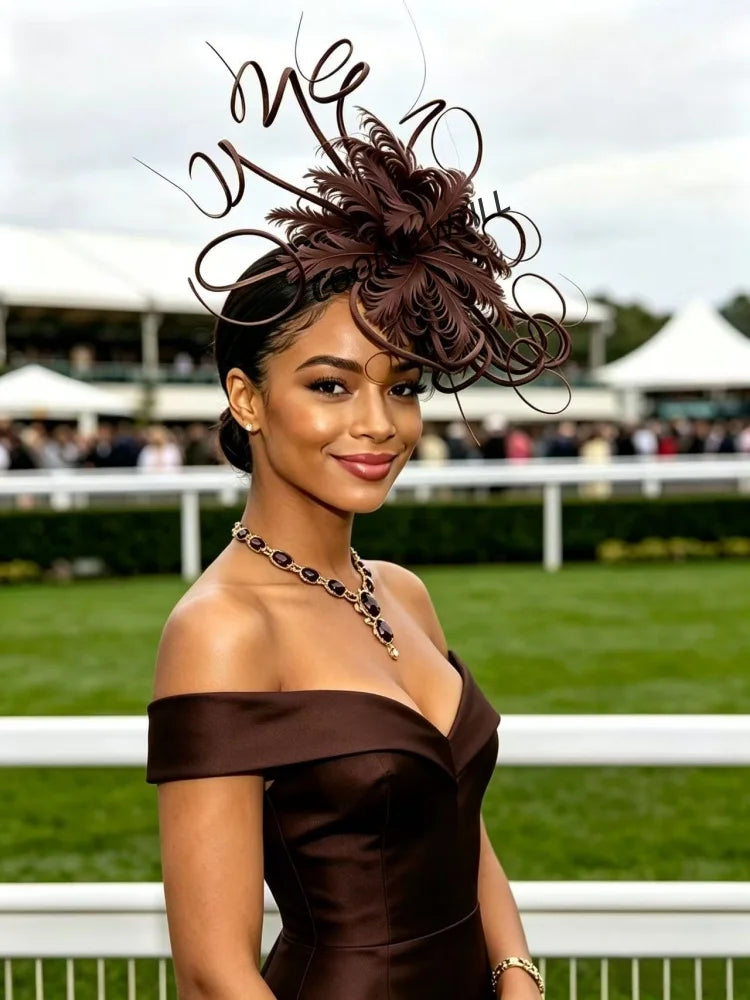 Elegant Fascinator Decorated With Soft Feather Women Race Day Headwear Formal Cocktail Party And Photoshoot Hair Accessories