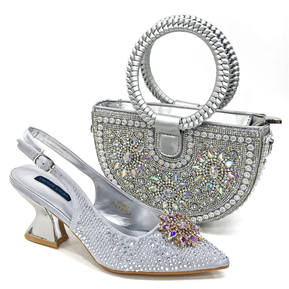 2024 Nigerian Design Evening Party Shoes And Bag Set Lucky Star Bag With