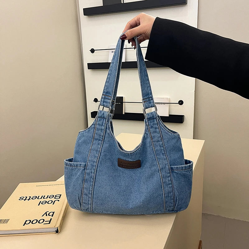 Fashion Luxury Women's Shoulder Bag Denim Fabric High Quality Women's Handbags Large Capacity Multi Functional Women‘s Tote Bag
