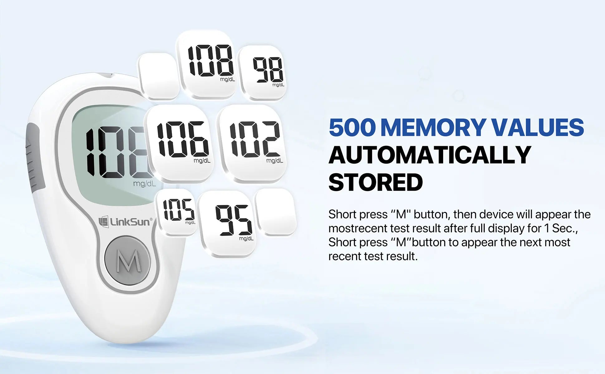 LinkSun G-425-3 Blood Glucose Meter Glucometer Full Set Medical Diabetes Blood Sugar Monitor Complete Kit Glucose Test Strips