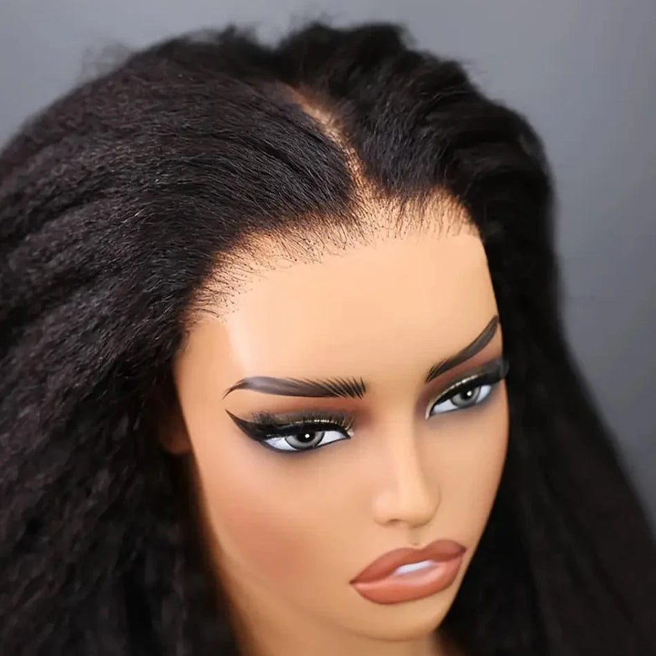 Yaki Straight Glueless Wig Human Hair Pre Cut Wear And Go Kinky Straight 5x5 Closure Wigs Human Hair 13x4 Frontal Wigs For Women