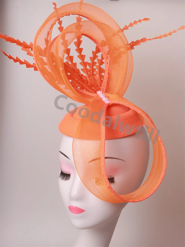 Charming Mesh Fascinator Ladies Elegant Derby Feather Hair Accessories For Women