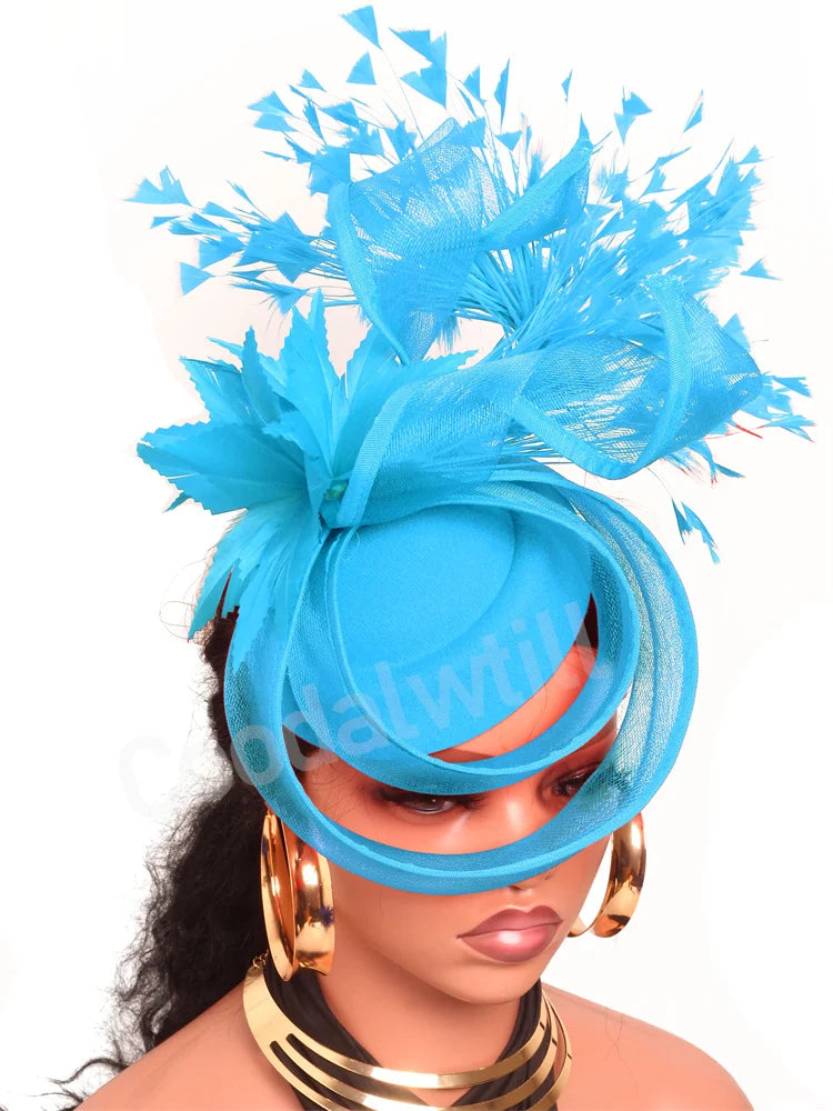 Elegant Women's Fascinator Kentucky Derbie Headwear Chapeau Cap With Feather Clips