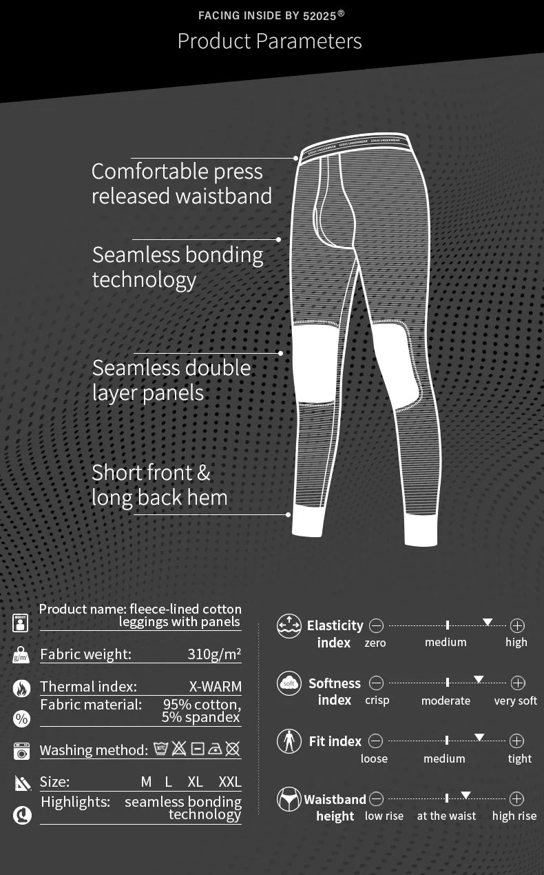 52025 Warm Men's & Women Thermal Leggings – Cotton Fleece-Lined Winter Pants, Breathable & Seamless for Ultimate Comfort