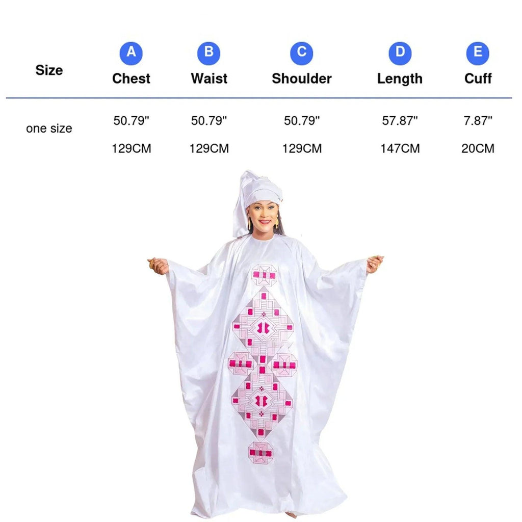Embroidered Bazin Riche African Dress for Men and Women with Scarf, Plus Size