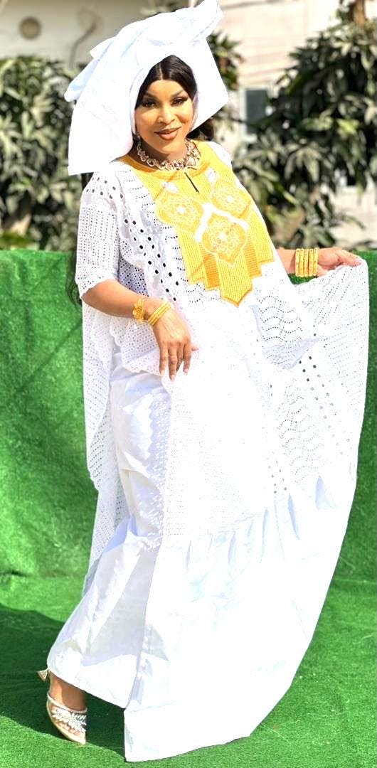 Bazin Riche Lace Mix Print Top, Rapper Set, Scarf for Wedding Party