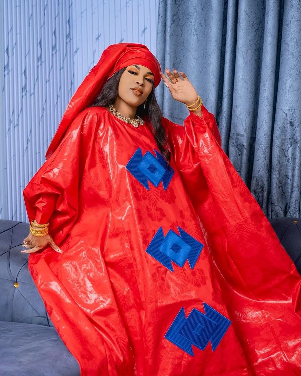 African Bazin Riche Abaya Women's Dress | Embroidered Plus Size Bubu Gown