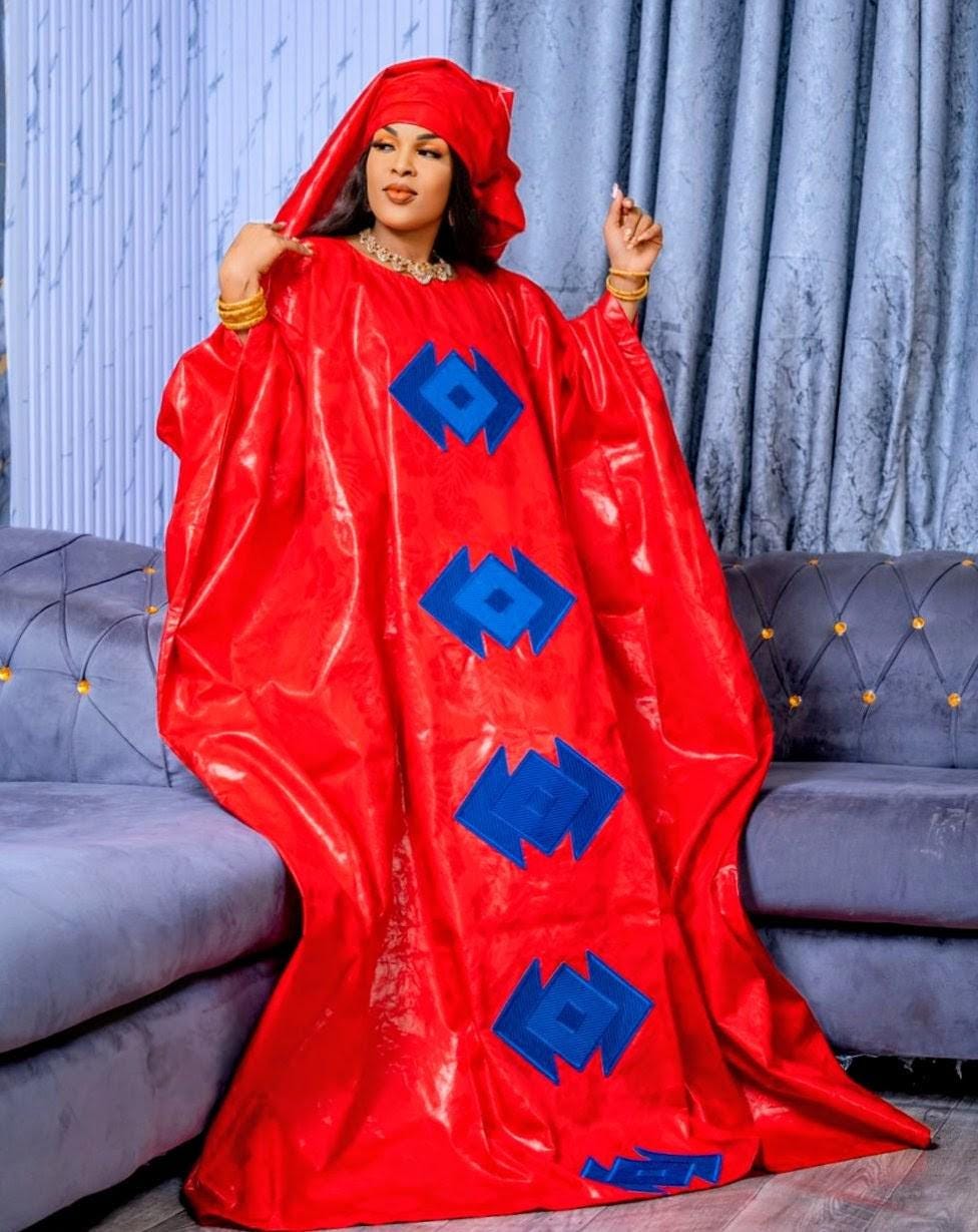 African Bazin Riche Abaya Women's Dress | Embroidered Plus Size Bubu Gown