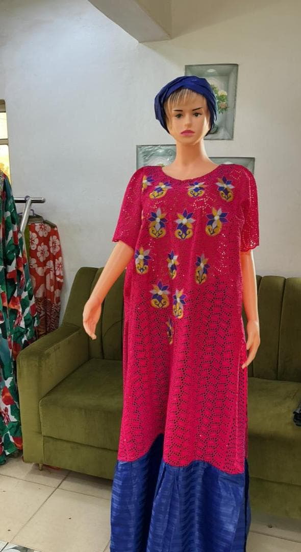 Bazin Riche Bubu Set: African Print Top, Skirt, Scarf for Wedding Party
