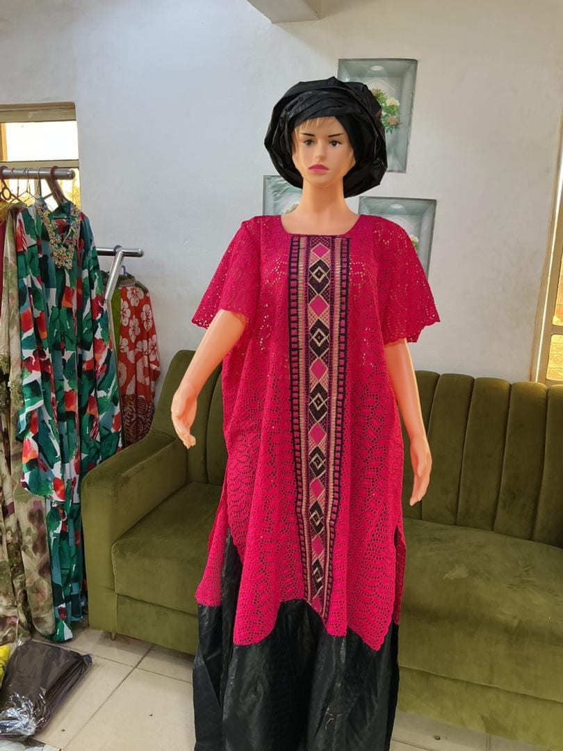 Bazin Riche Bubu Set: African Print Top, Skirt, Scarf for Wedding Party