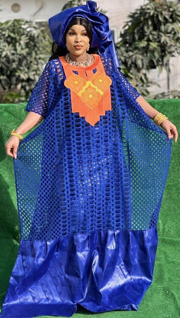 Bazin Riche Bubu Set: African Print Top, Skirt, Scarf for Wedding Party