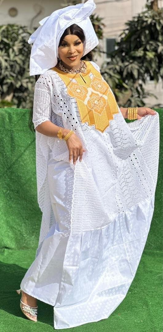 Bazin Riche Bubu Set: African Print Top, Skirt, Scarf for Wedding Party