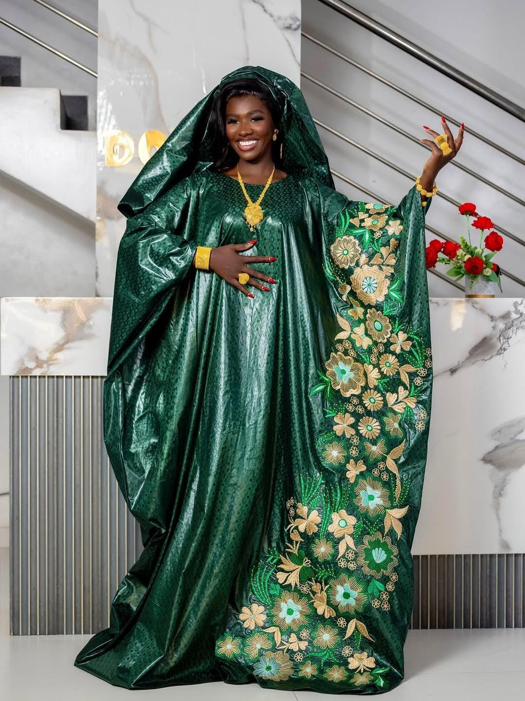 Traditional African Gatzner Bazin Riche|Women's Abaya|Embroidery Elegant Bubu |Dress|Party And Weddings