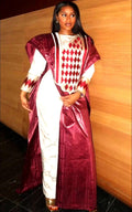 African Bazin Riche Abaya Dress | Elegant Embroidered Grand Bubu, Head Scarf