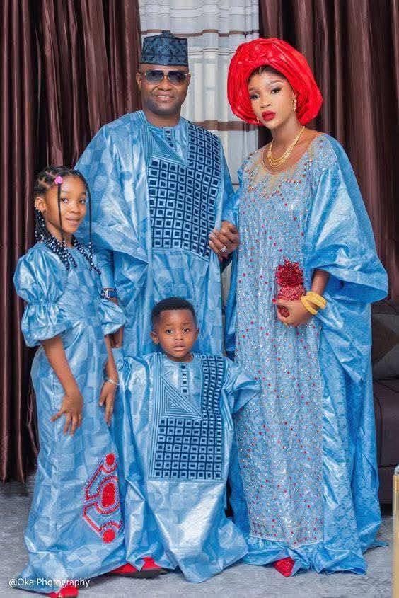 Family Traditional African|Gatzner Bazin Riche Set Embroidery Dresses|Dad, Mum And Kids