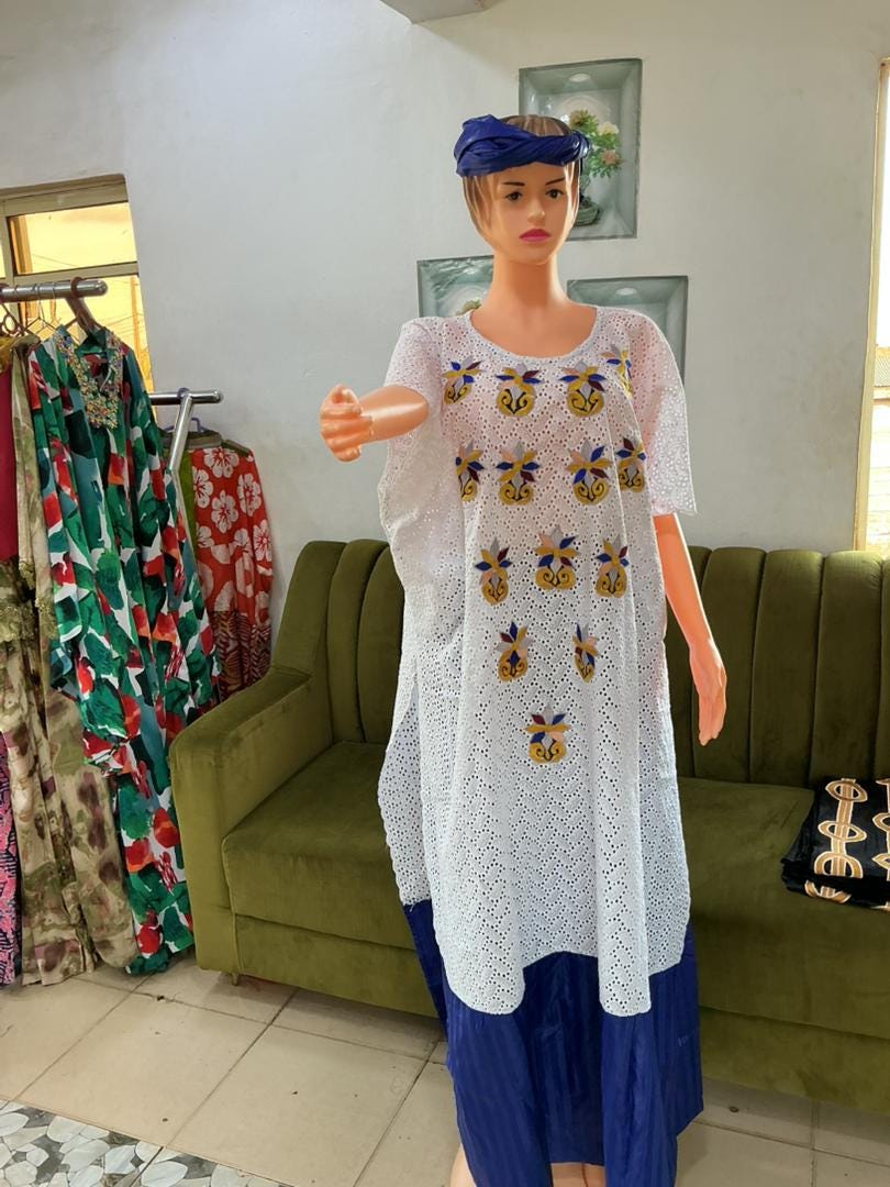 Bazin Riche Bubu Set: African Print Top, Skirt, Scarf for Wedding Party
