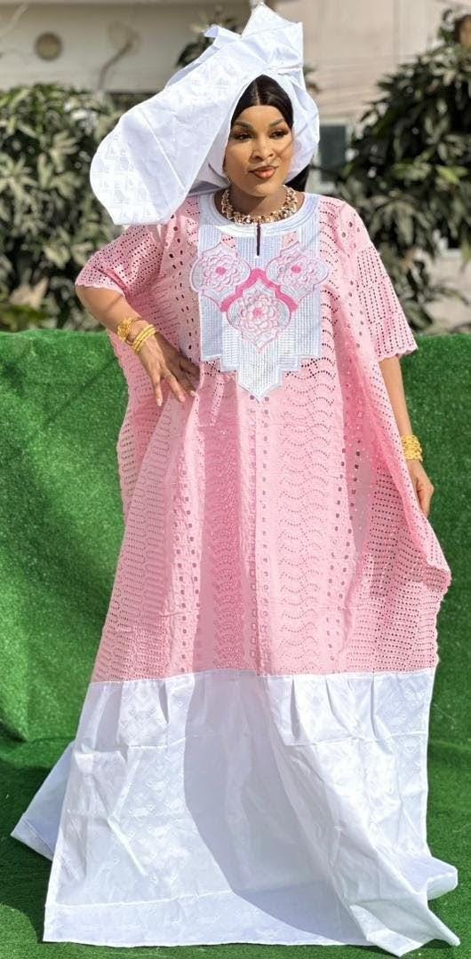 Bazin Riche Bubu Set: African Print Top, Skirt, Scarf for Wedding Party