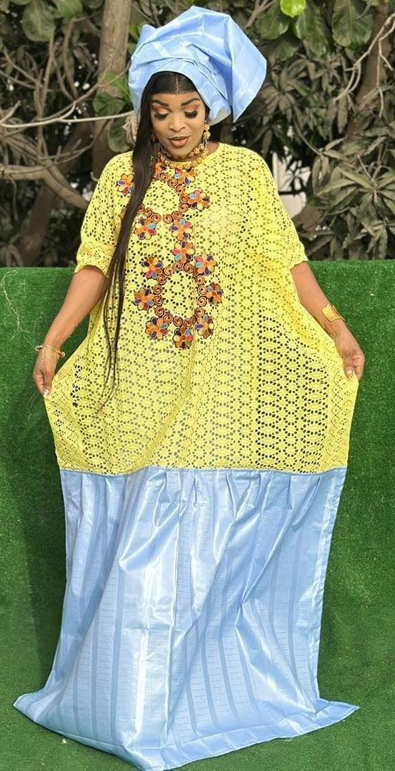 Bazin Riche Bubu Set: African Print Top, Skirt, Scarf for Wedding Party