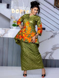 Women's Gatzner Bazin Riche Embroidery Top and Skirt Set – Traditional African Party Wear