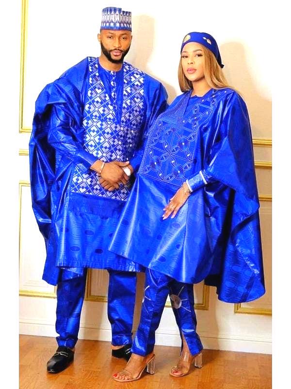 Couple's Traditional African|Gatzner Bazin Riche Embroidery Dresses|For Weddings And Party