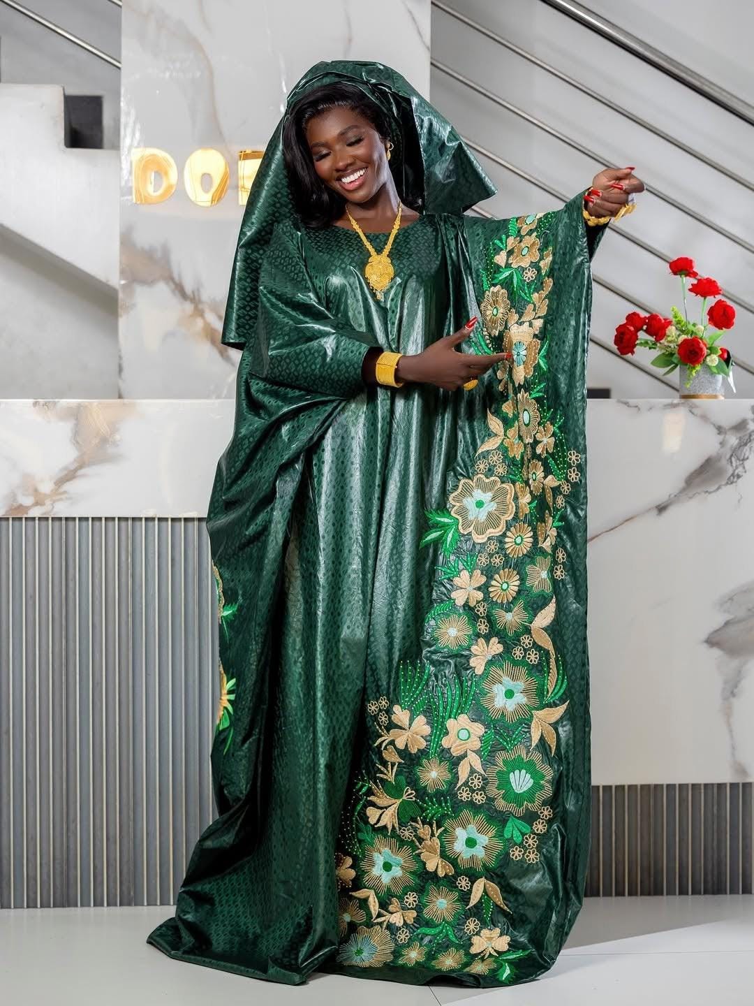Traditional African Gatzner Bazin Riche|Women's Abaya|Embroidery Elegant Bubu |Dress|Party And Weddings