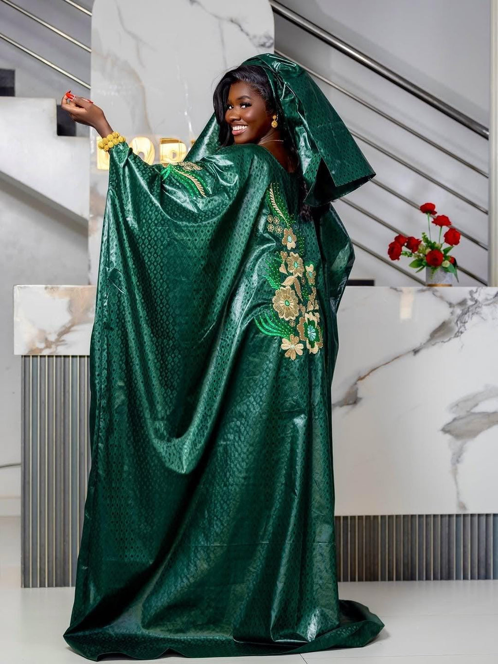 Traditional African Gatzner Bazin Riche|Women's Abaya|Embroidery Elegant Bubu |Dress|Party And Weddings