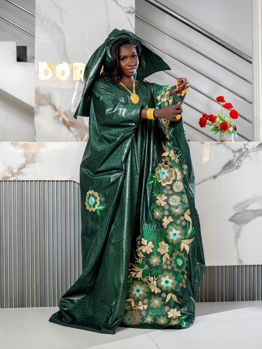 Traditional African Gatzner Bazin Riche|Women's Abaya|Embroidery Elegant Bubu |Dress|Party And Weddings
