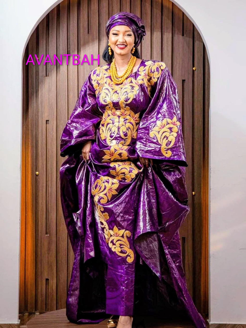 Purple Bazin Riche Abaya Dress | Elegant Embroidered Bubu for Parties Weddings