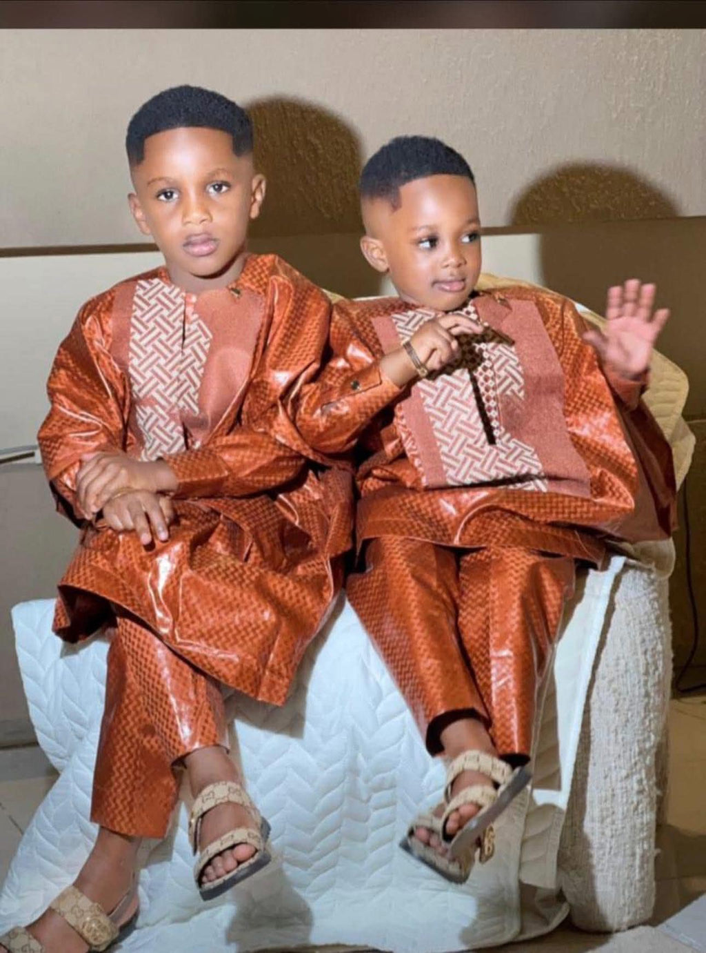 Family Traditional African|Gatzner Bazin Riche Set Embroidery Dresses|Dad, Mum And Kids