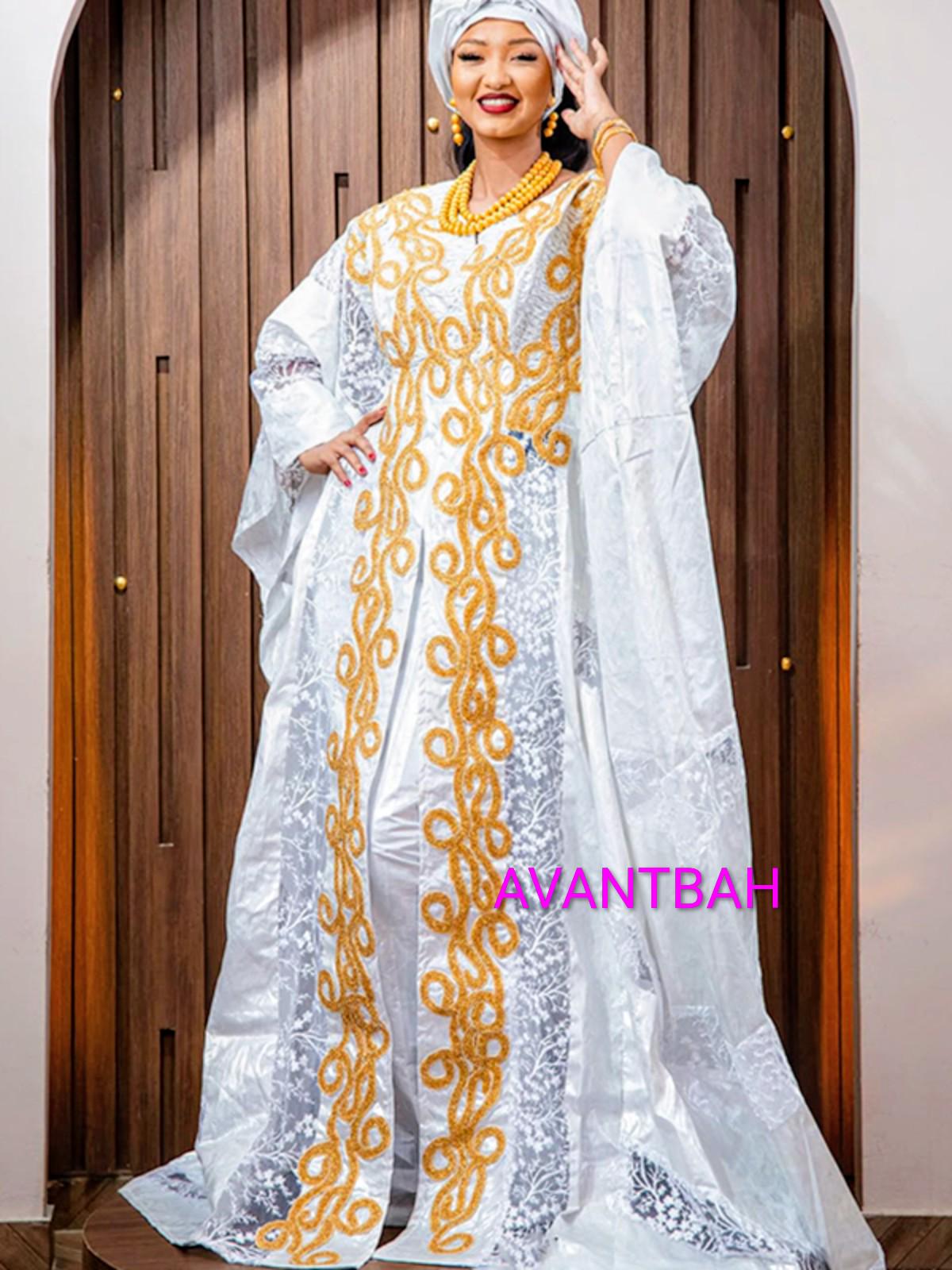 African Gatzner Bazin Riche|Women's Abaya|Embroidery Elegant Bubu |Dress|Party And Weddings
