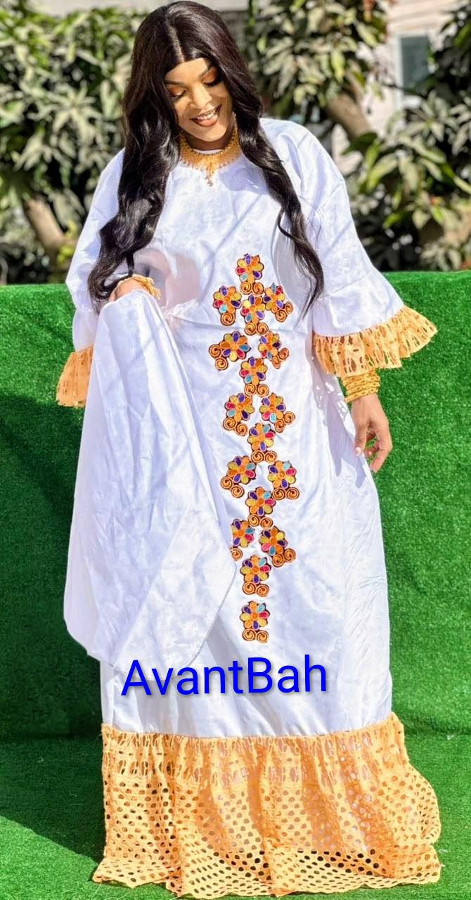 Traditional Women Voile Lace Gown Clothing Set | Bazin Riche Rapper, Scarf for Weddings/Parties