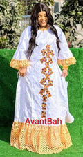 Traditional Women Voile Lace Gown Clothing Set | Bazin Riche Rapper, Scarf for Weddings/Parties
