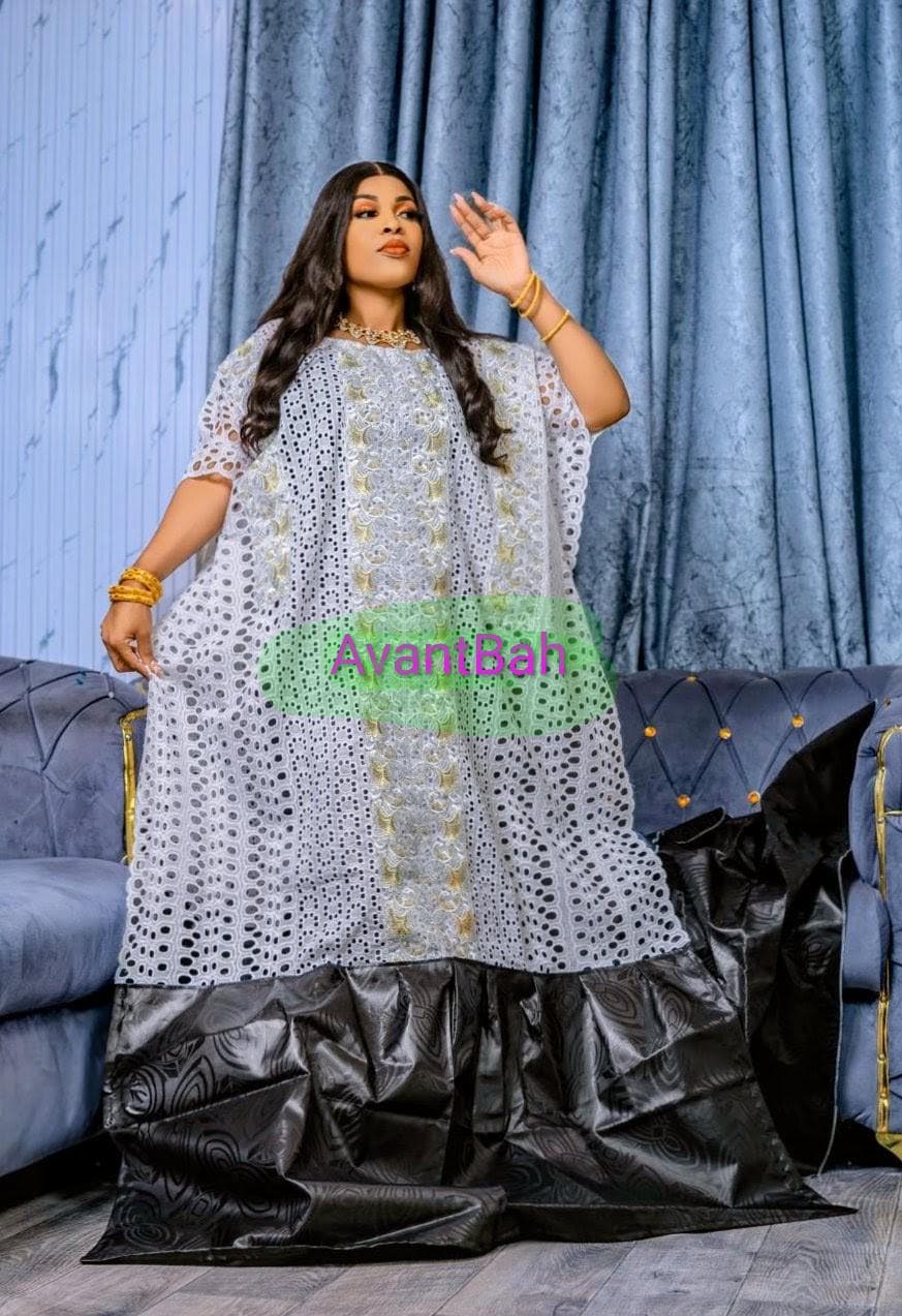 Bazin Riche Lace Mix Print - Top and Rapper Set Scarf – Traditional African Clothing
