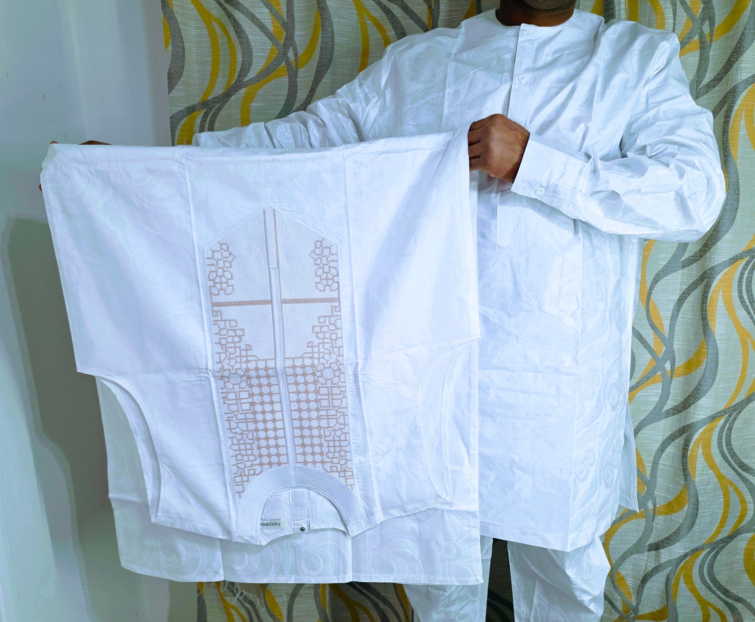 Embroidered Bazin Riche 3-Piece Set - Traditional Men's Ensemble