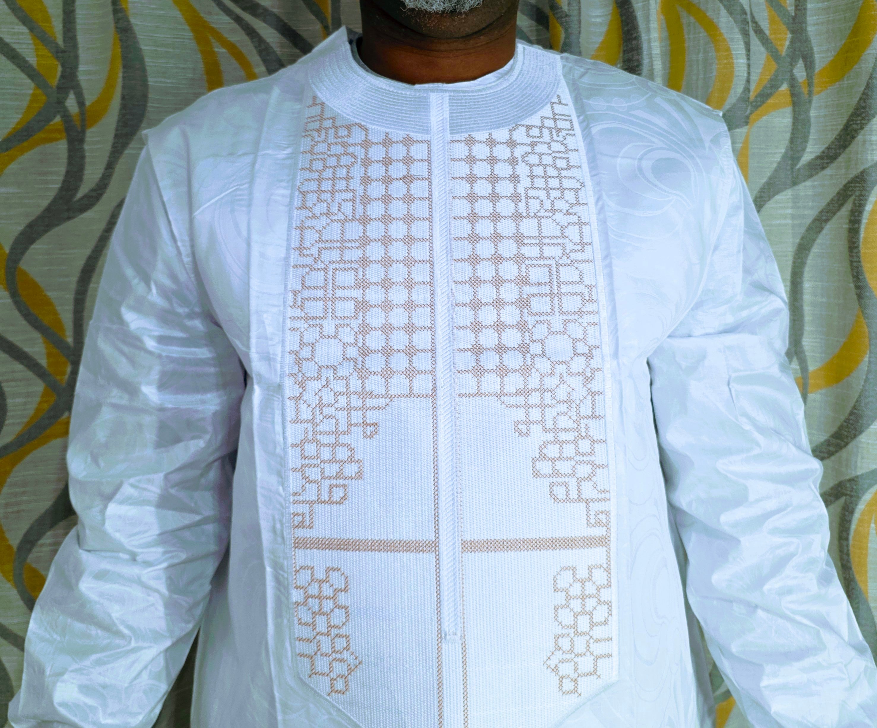 Embroidered Bazin Riche 3-Piece Set - Traditional Men's Ensemble