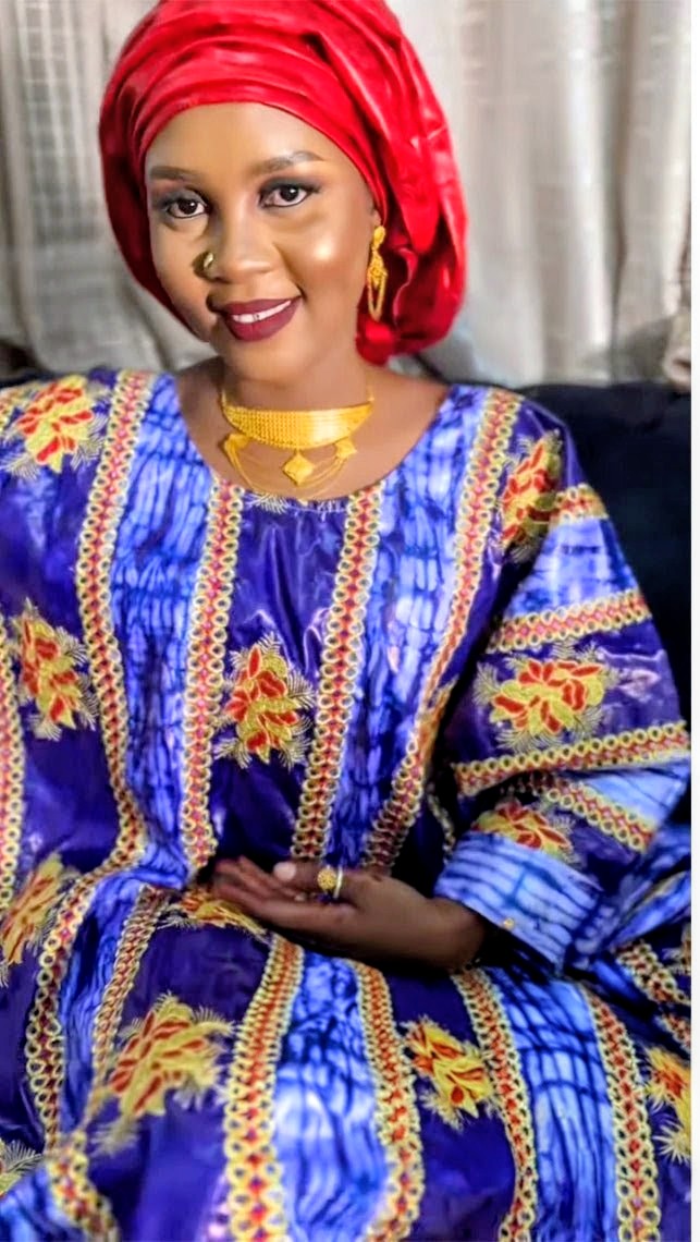 Bazin Riche Boubou | Gold Line Embroidery Traditional Wedding Dashiki Dress | Women