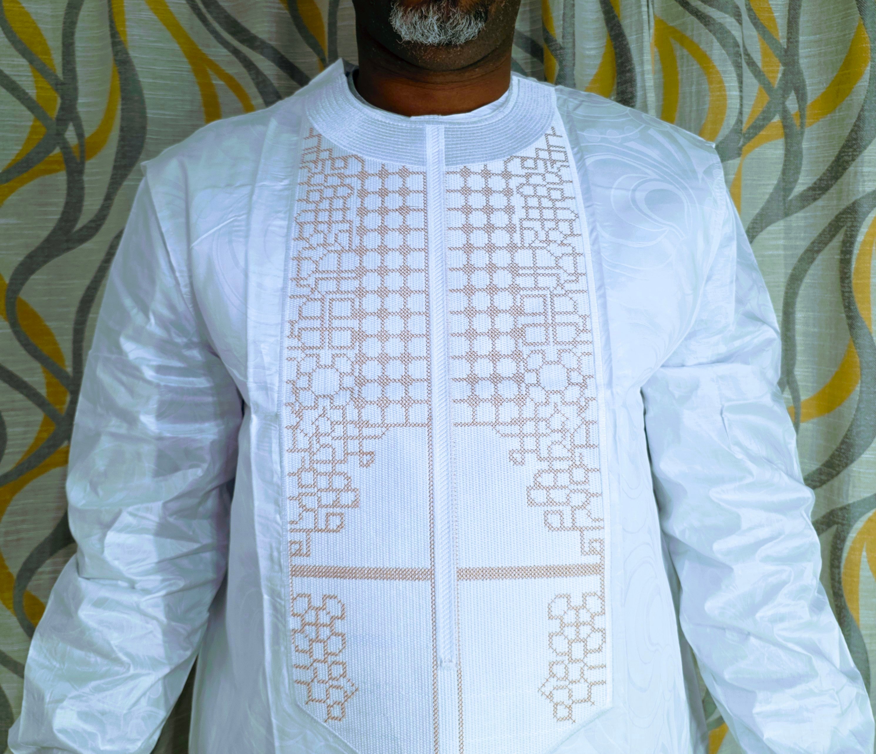 Embroidered Bazin Riche 3-Piece Set - Traditional Men's Ensemble
