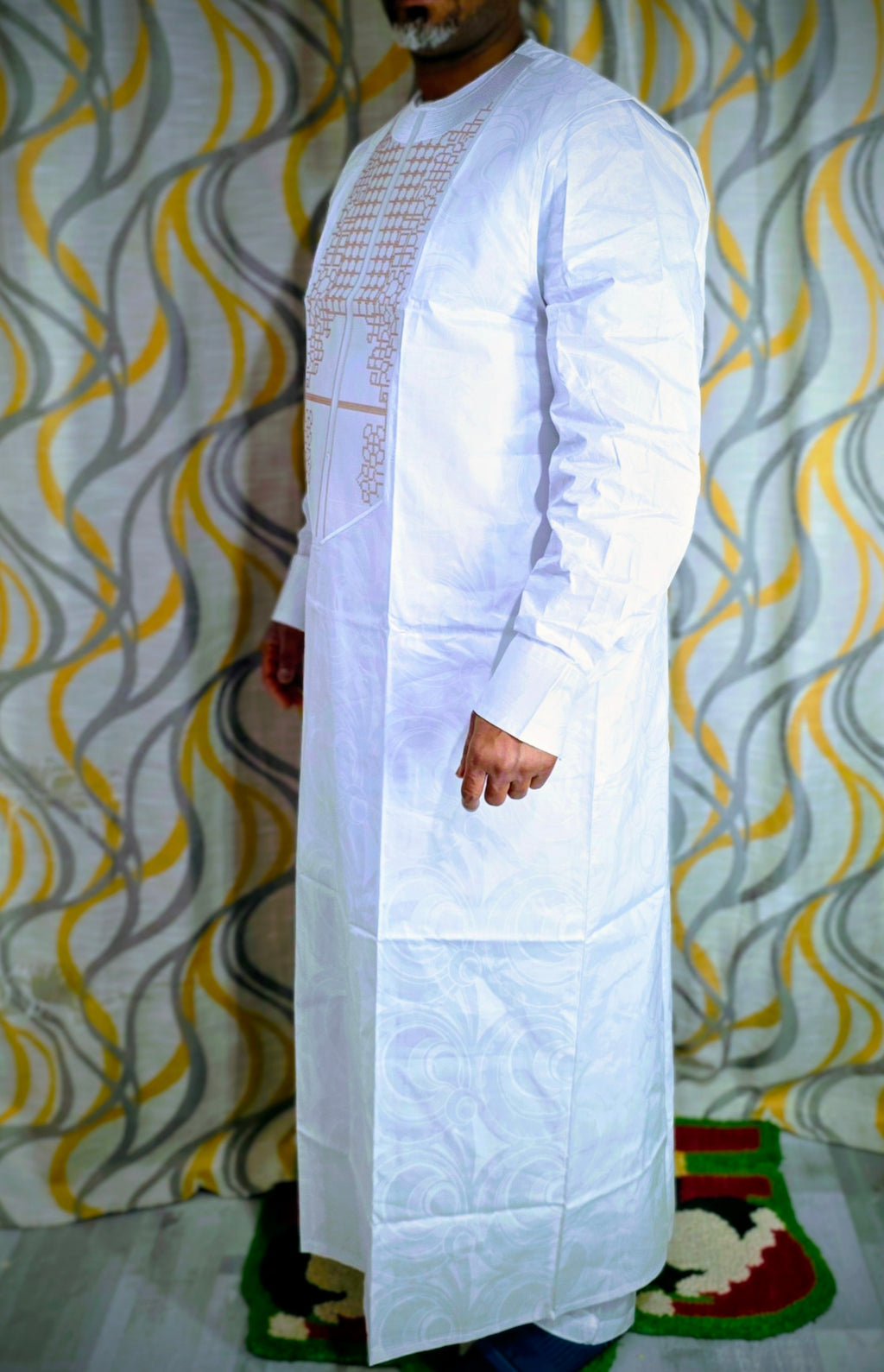 Embroidered Bazin Riche 3-Piece Set - Traditional Men's Ensemble